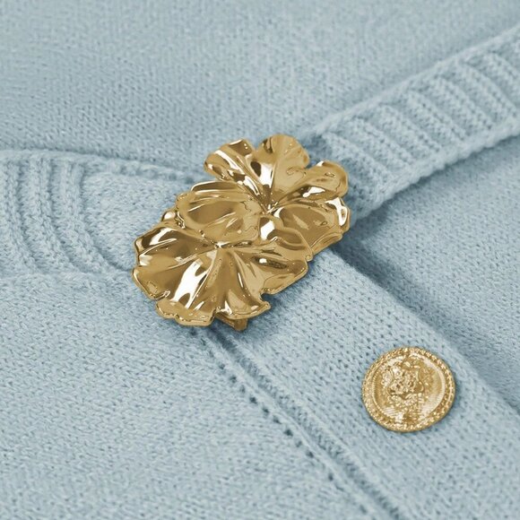 Blue Casual Women's button clousure knit Sweater - Picture 7 of 7